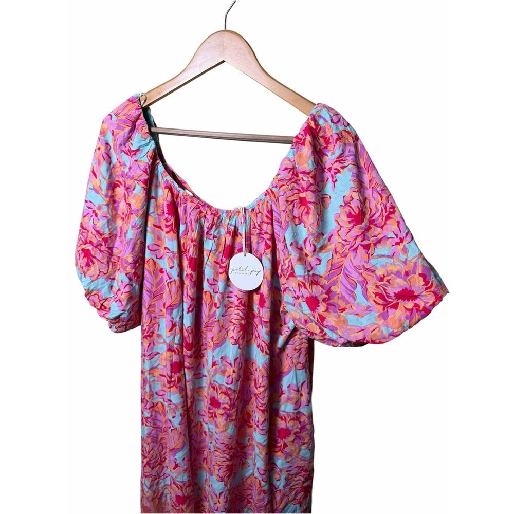Petal + Pup Leyden Pink Floral Puff Sleeve Midi Dress US 8 NWT - Picture 6 of 9